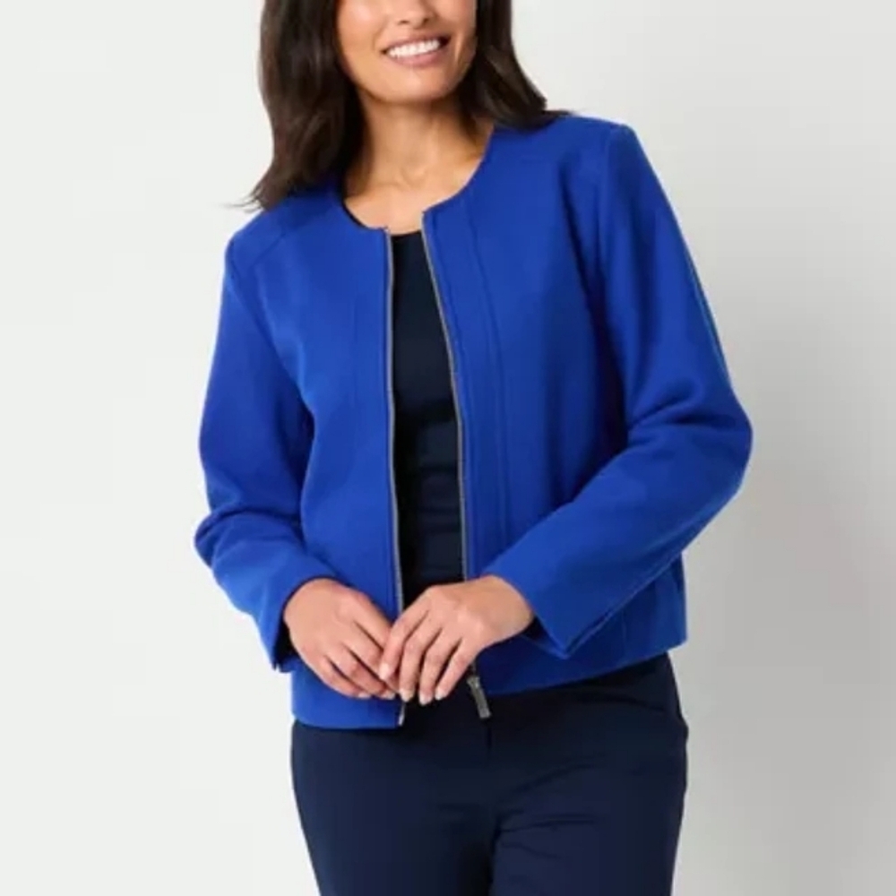 Liz Claiborne Full Zip Round Neck Long Sleeve Jacket
